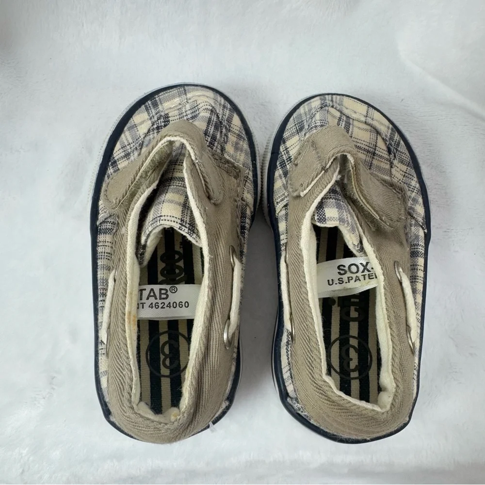 Circo Tan Blue Gray Plaid Preppy Loafers Boat Baby Shoes